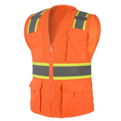 Motorrad-hohe Sicht-orange Sicherheits-Westen-Kleidungs-multi Massentaschen