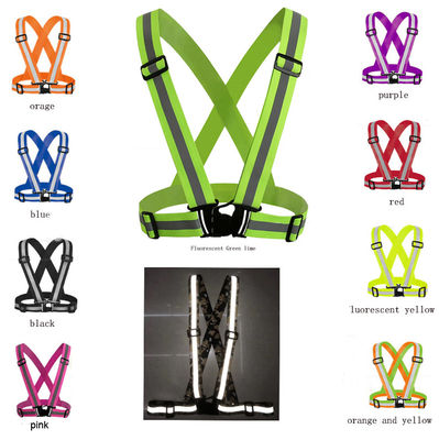Elastischer Motorrad-reflektierender Gurt-Radfahrenarbeitskraft-verstellbares Westen-Schwarz-Neonorange