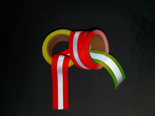 Orange Leuchtstoff grüne reflektierende Band-Band-Sicherheit mit Wärmeübertragungs-reflektierender Film gesponnenem reflektierendem Band