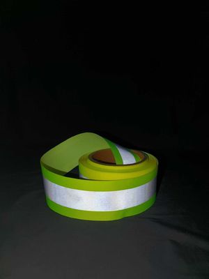 Leuchtstoff reflektierendes Band-Grün-reflektierender Gewebe-Band-Glanzpunkt 5cm des gewebten Materials