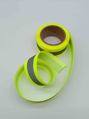 50mm reflektierendes Leuchtstoff gelbes reflektierendes Band-Grün-kundenspezifisches Glanzpunkt-Schwarzes gewebten Materials