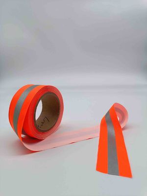 Nähen Sie auf reflektierender Silberweiß-Orange des Band-Band-gewebten Materials