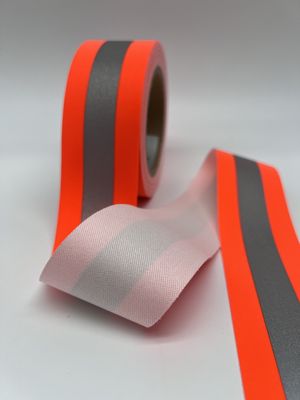Rot-Silberfarbenes, hochsichtbares, feuerhemmendes, reflektierendes Band von 2,5 cm, 5 cm und 7,5 cm.